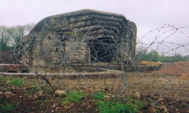 Post war photo showing the battery of Crisbecq